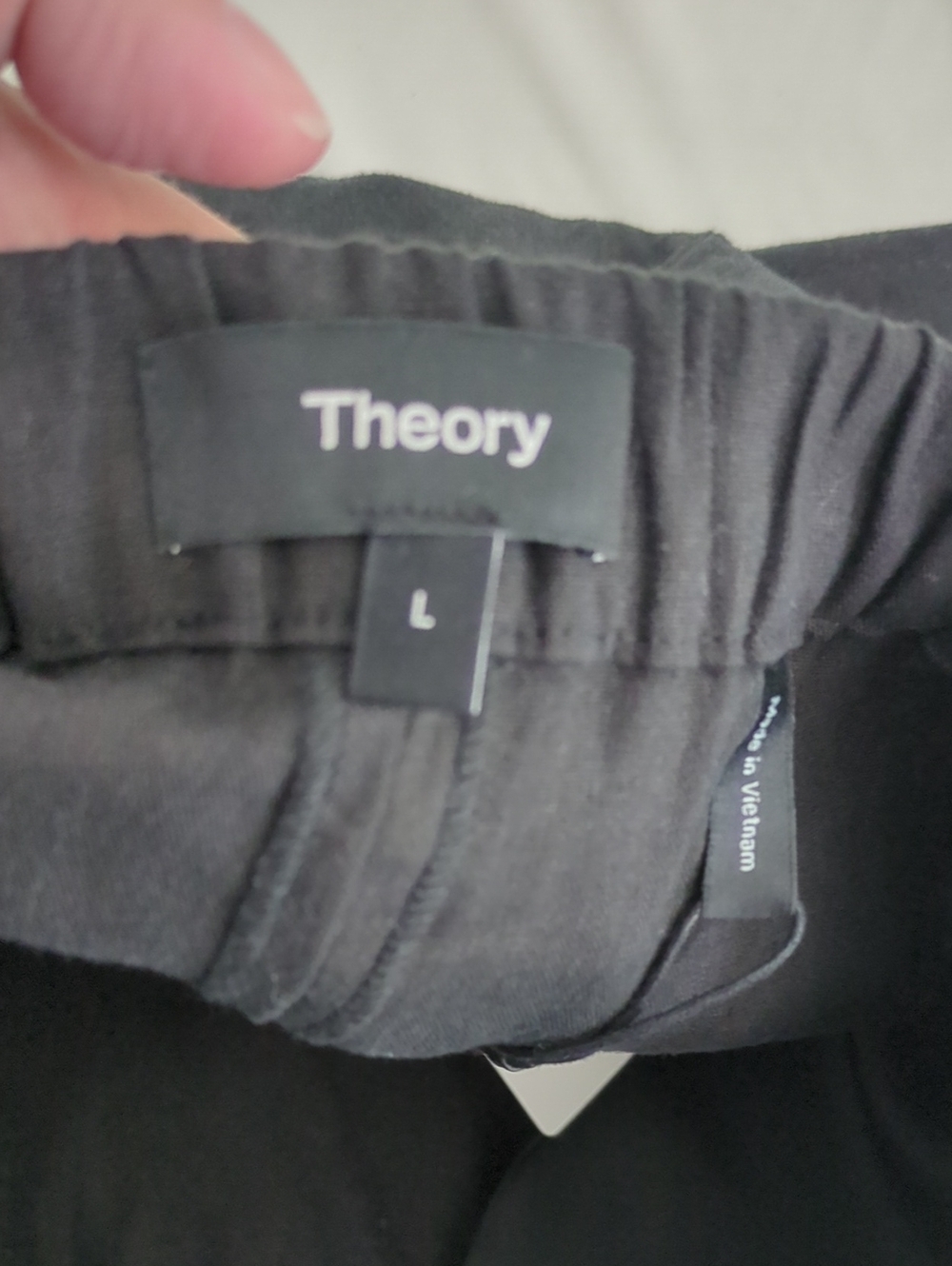 Theory Wide Pull On Caliber Black Wide-Leg Cropped Linen Blend Ankle Pants Sz L - Picture 7 of 8